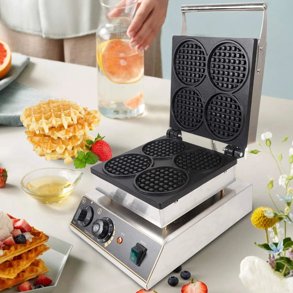 4pcs Round Belgian Waffle Maker Non Stick 110V 1750W Y33904