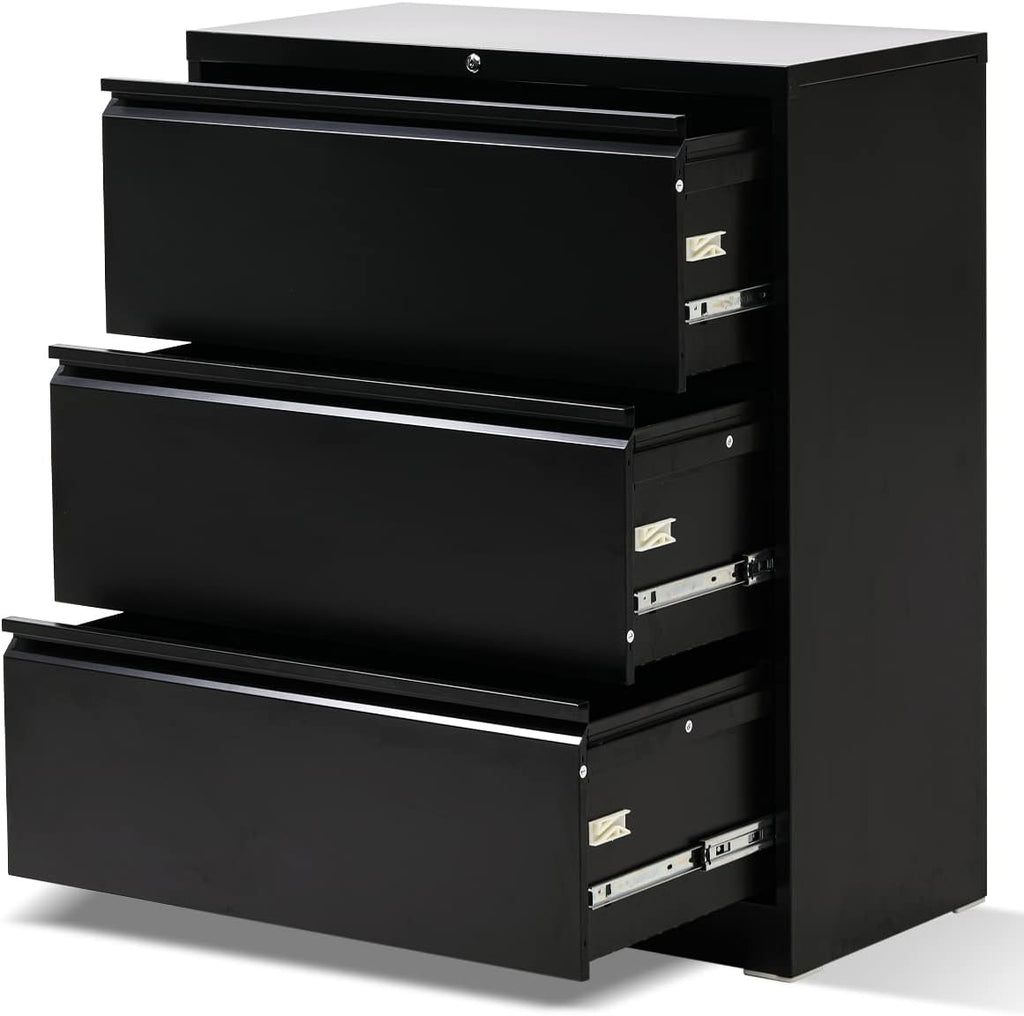 White 3 Drawer Locking Rolling Metal Filing Cabinet M23619