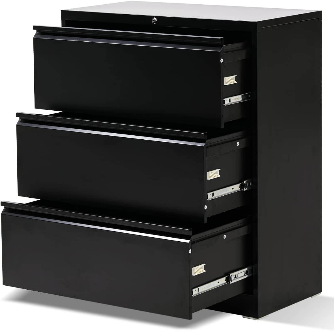 White 3 Drawer Locking Rolling Metal Filing Cabinet M23619