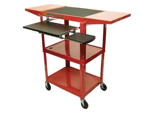 Red Adjustable Height Cart with Leaf/Keyboard N746