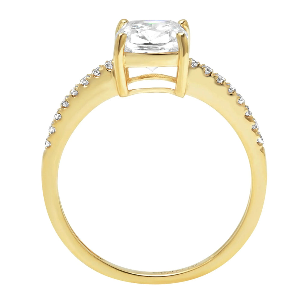 2.7 ct Cushion Cut Genuine Cultured Diamond SI1-SI2 J-K 18K Yellow Gold Engagement Ring H220