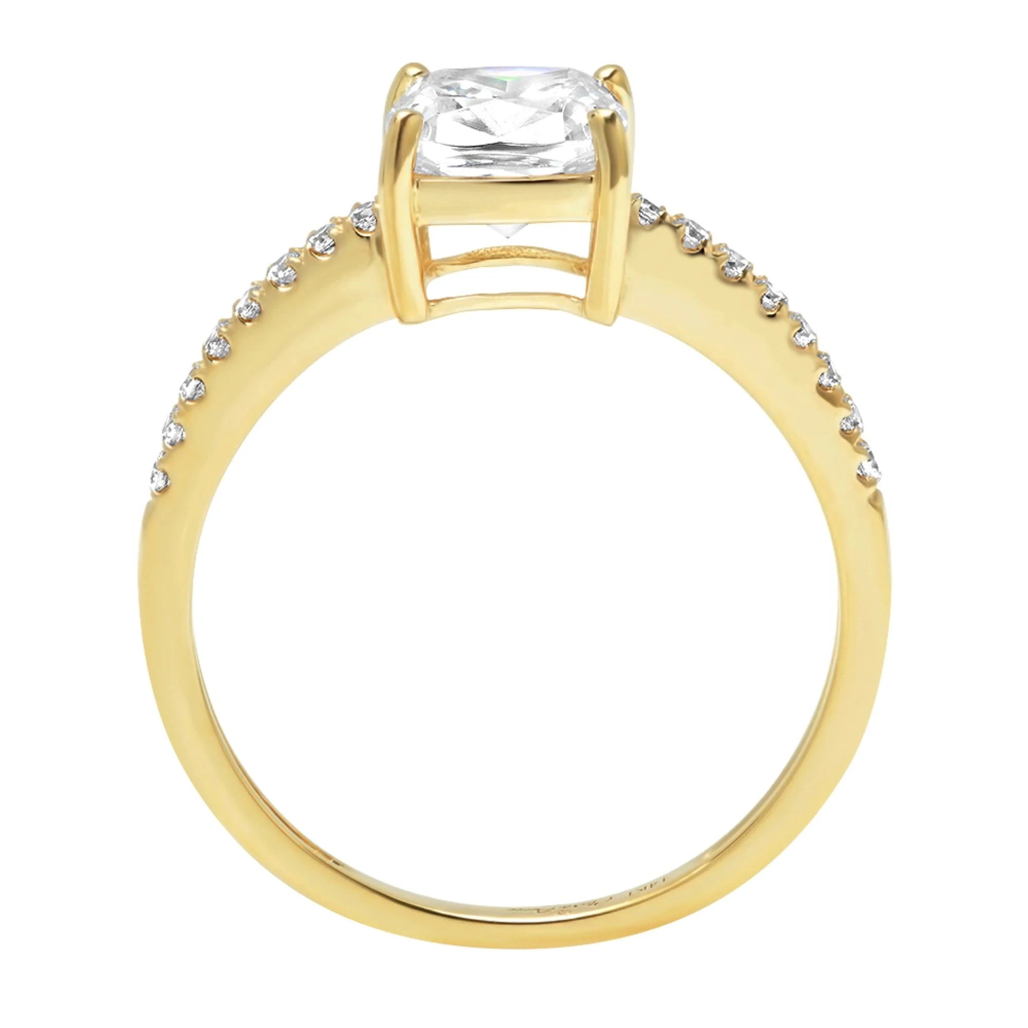 2.7 ct Cushion Cut Genuine Cultured Diamond SI1-SI2 J-K 18K Yellow Gold Engagement Ring H220