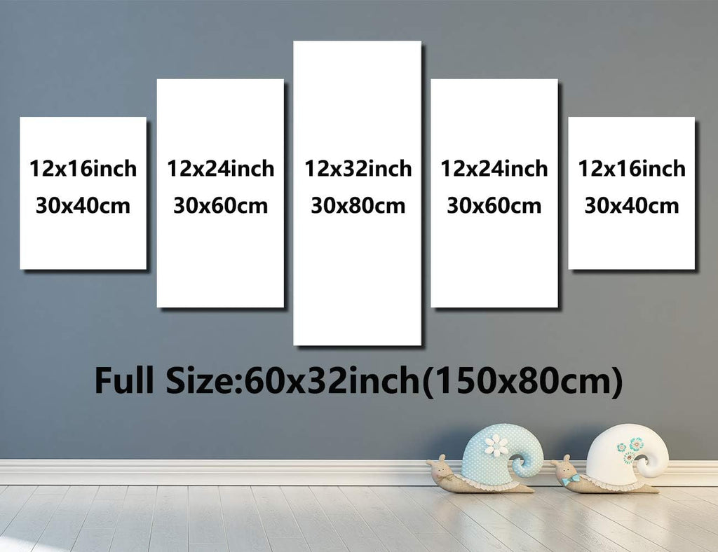 5 Panel Canvas Prints Wall Art Military Aircraft Airplane Pictures Frame Wall Decor H445
