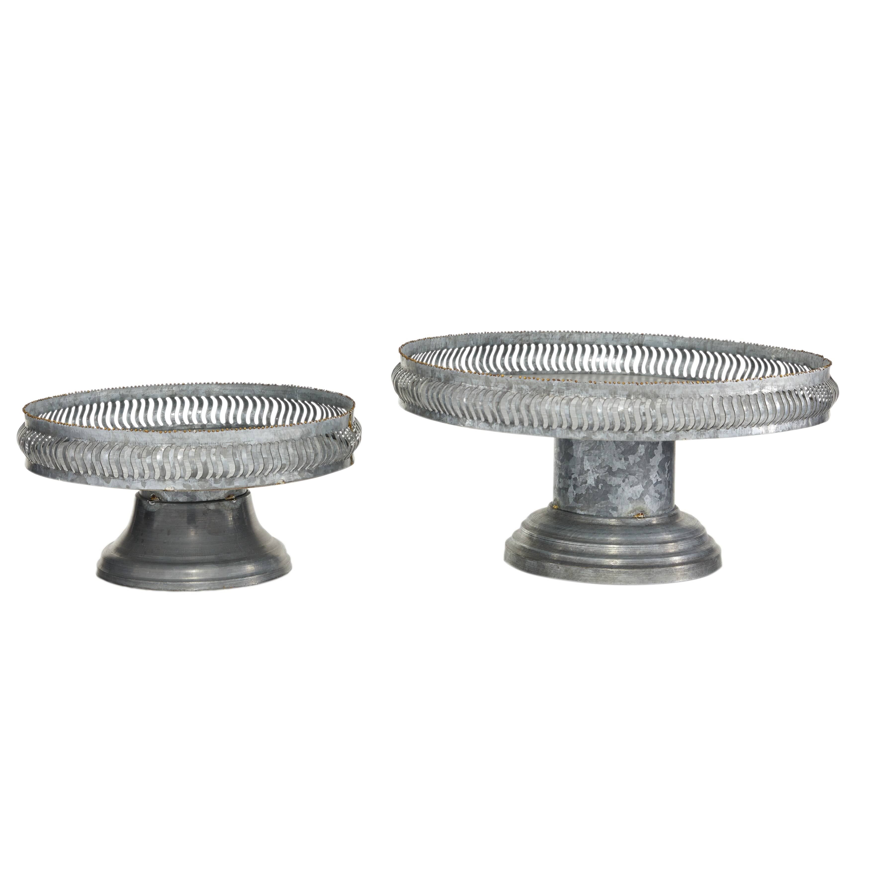 Round Gold Metal Set of 2 Cake Stand E884