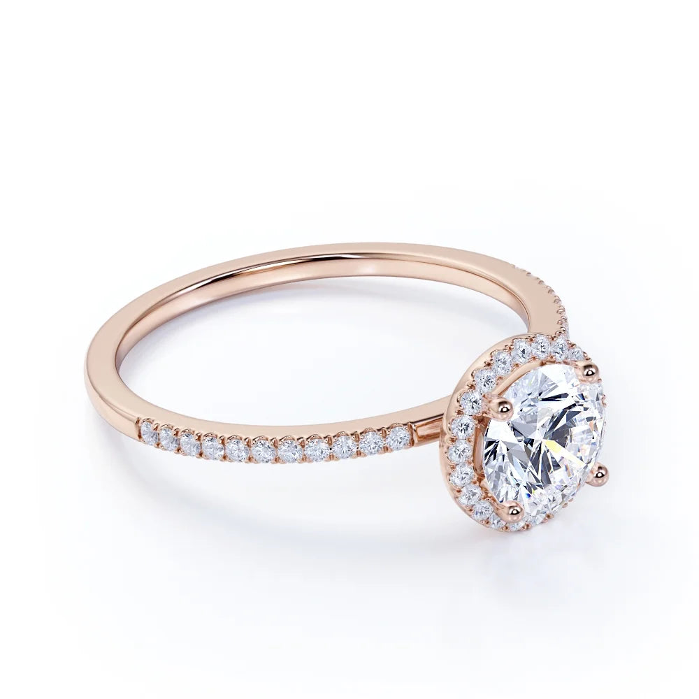 18K Rose Gold Plated Moissanite Engagement Ring J768739