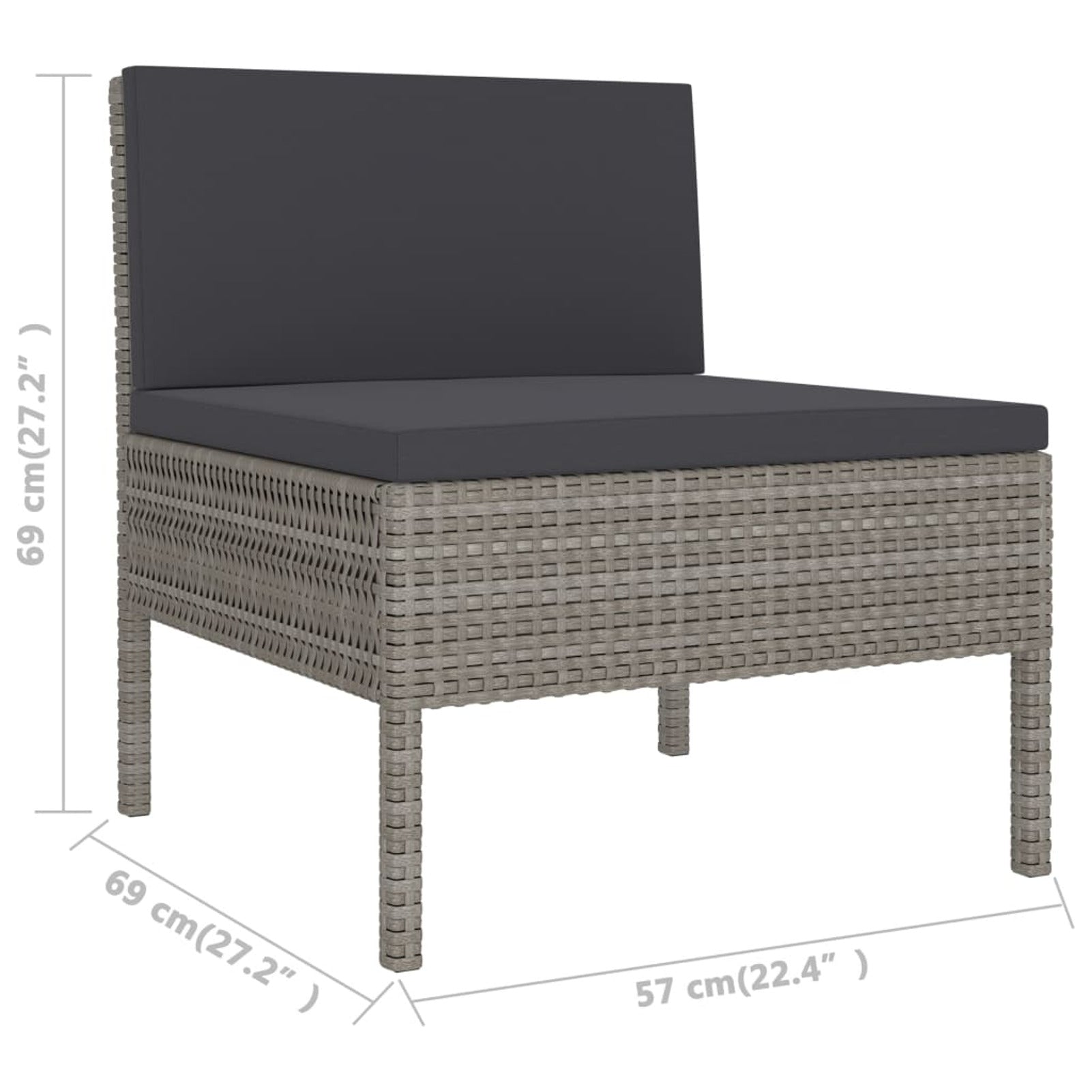 9 Piece Poly Rattan Outdoor Sectional Sofa Set with Cushions W786
