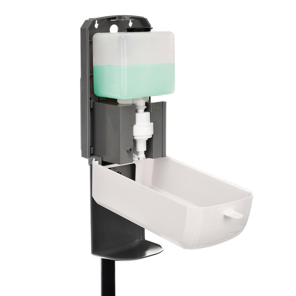 White Automatic Gel Hand Sanitizer and Soap Dispenser with Floor Stand A10452