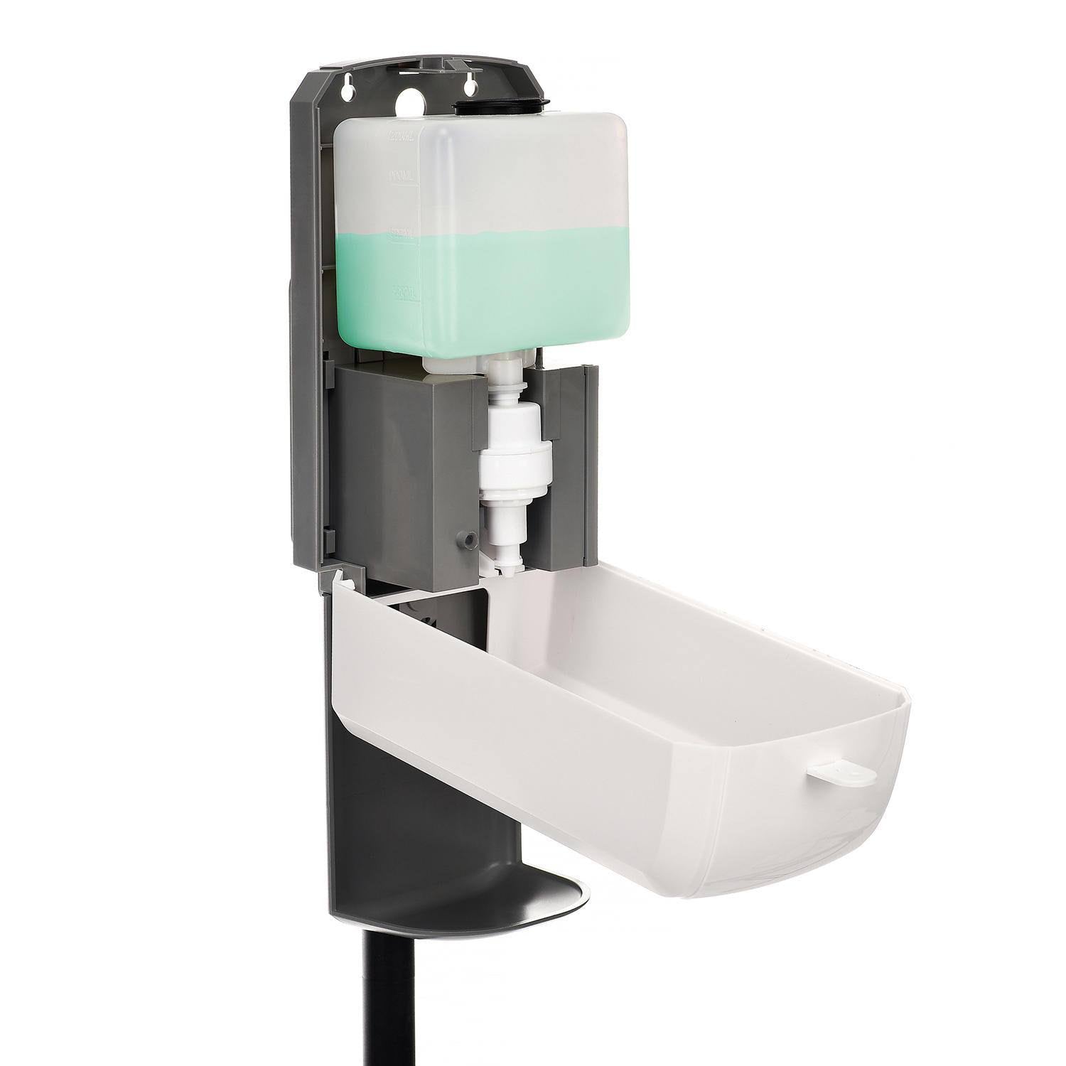 White Automatic Gel Hand Sanitizer and Soap Dispenser with Floor Stand A10452