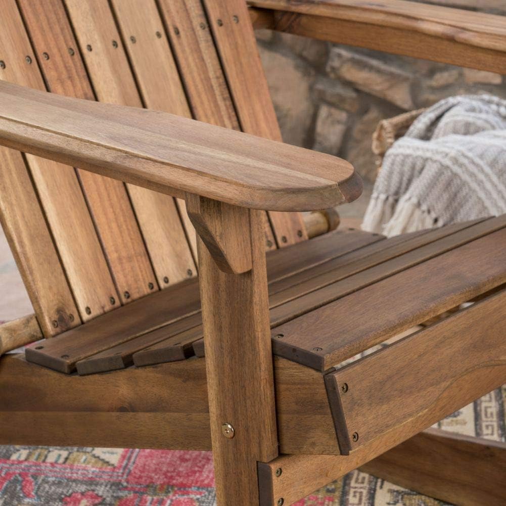 Natural Stained Acacia Wood Adirondack Rocking Chairs, 2-Pcs Set F547