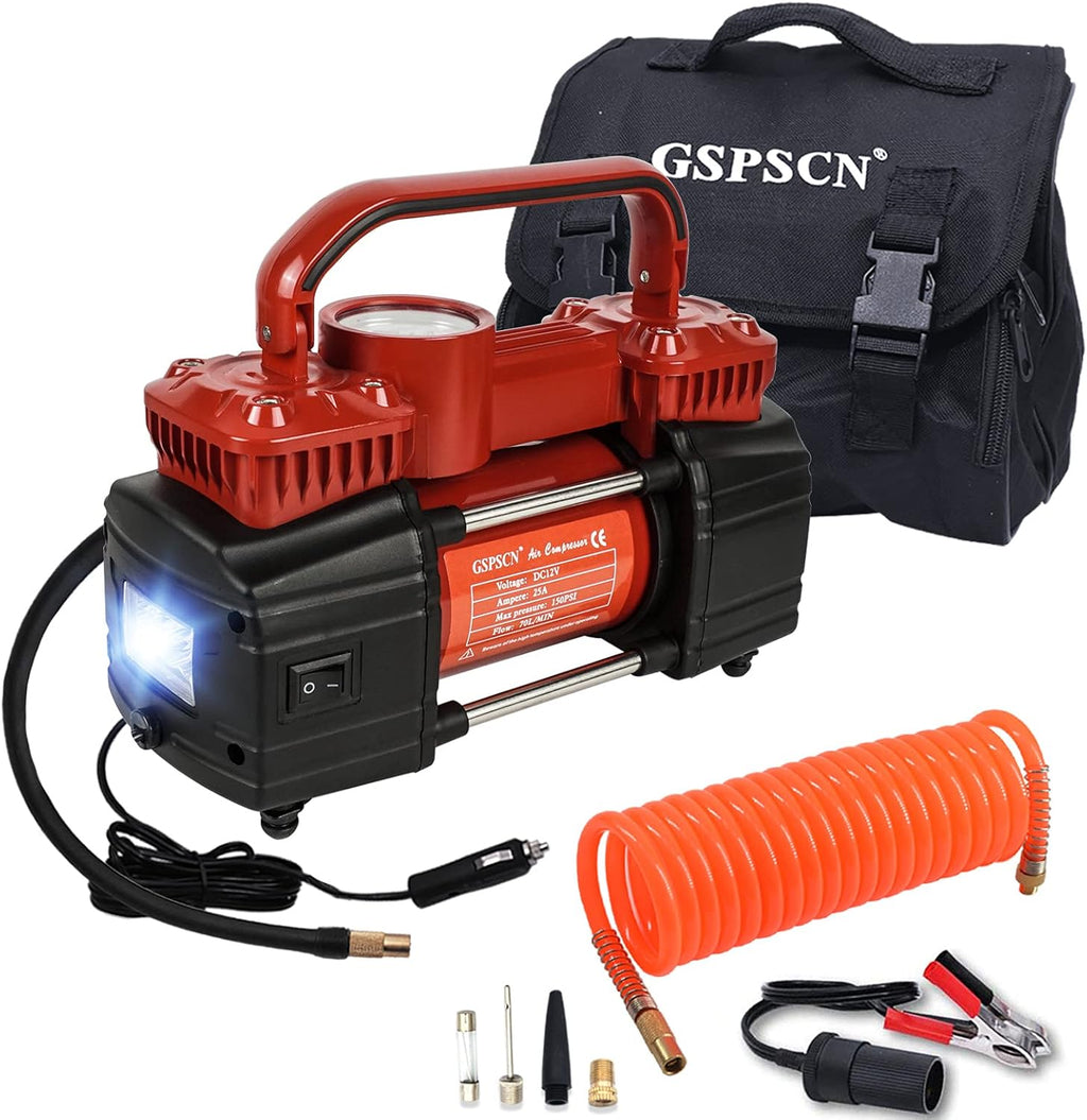 Dual Cylinder 12V Portable Tire Inflator 150PSI with LED Light, Pack of 2 J789996