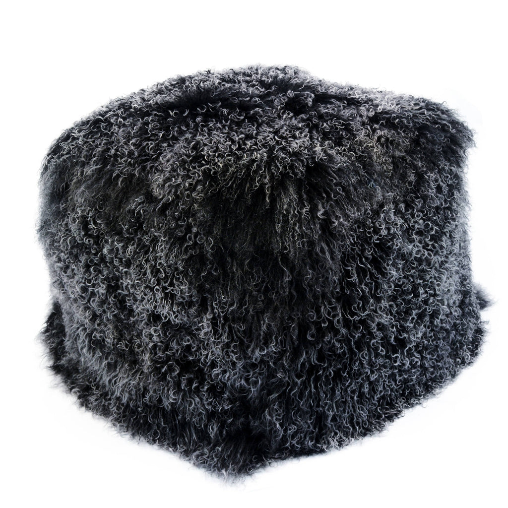 Black Snow Lamb Fur Pouf W681138