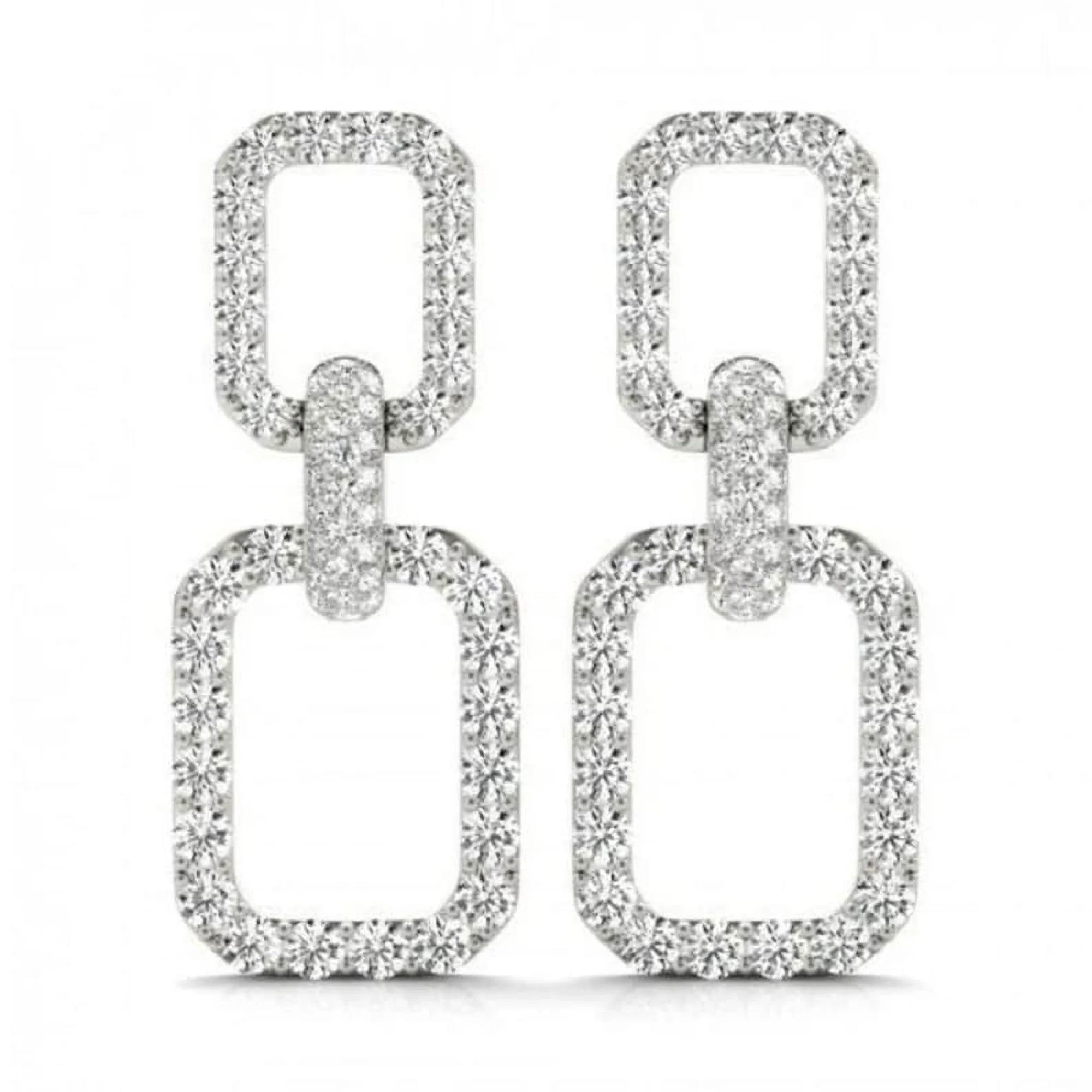 14K White Gold Drop Earrings U7030