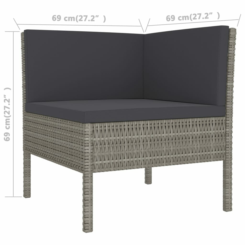 9 Piece Poly Rattan Outdoor Sectional Sofa Set with Cushions W786
