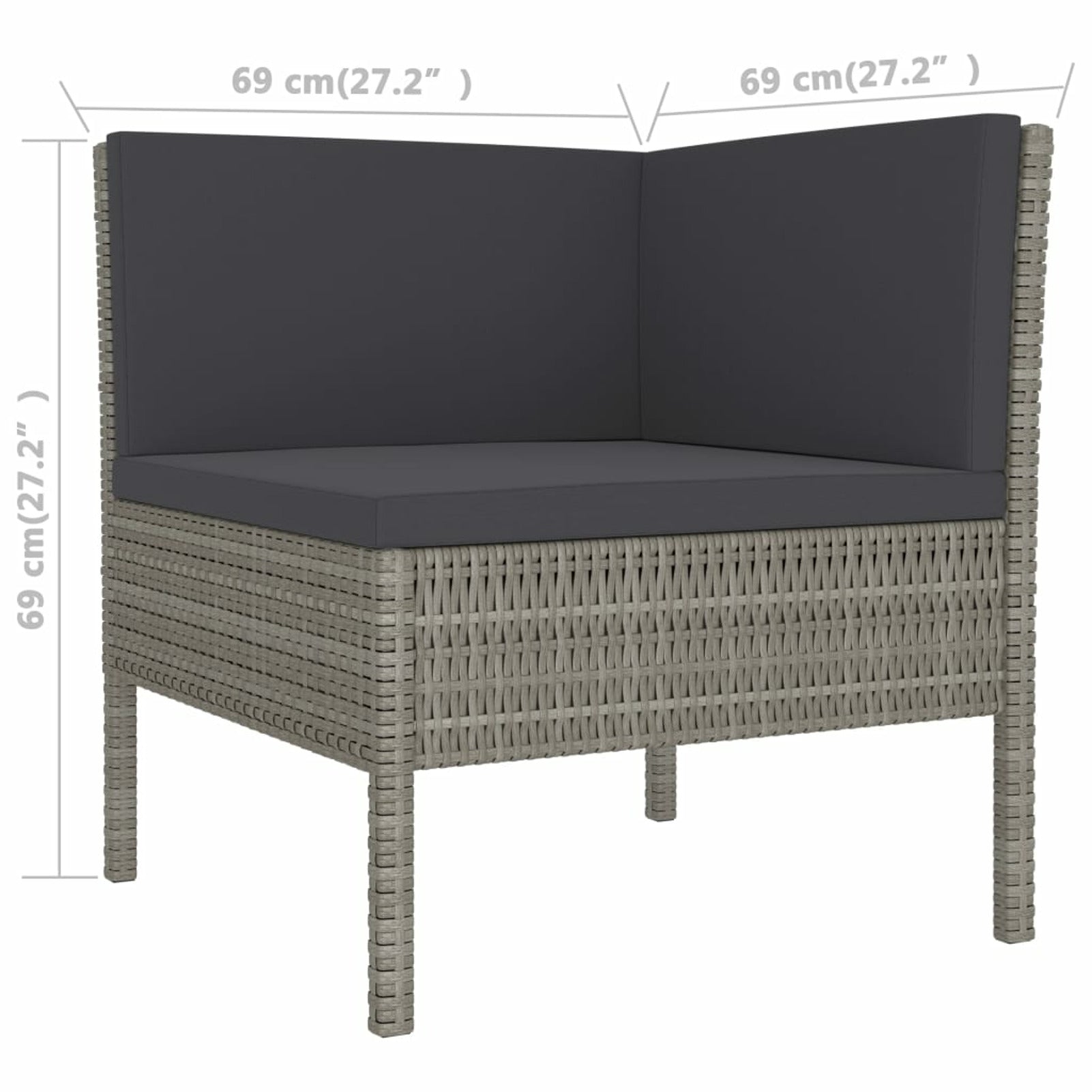 9 Piece Poly Rattan Outdoor Sectional Sofa Set with Cushions W786