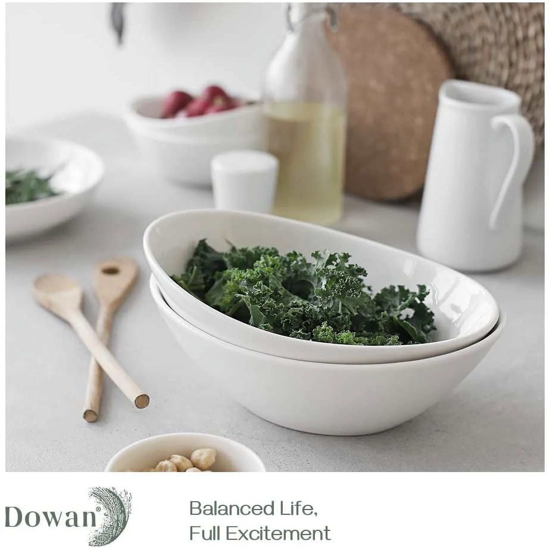 White 36 Ounce Porcelain Serving Bowls, Set of 4 U8052