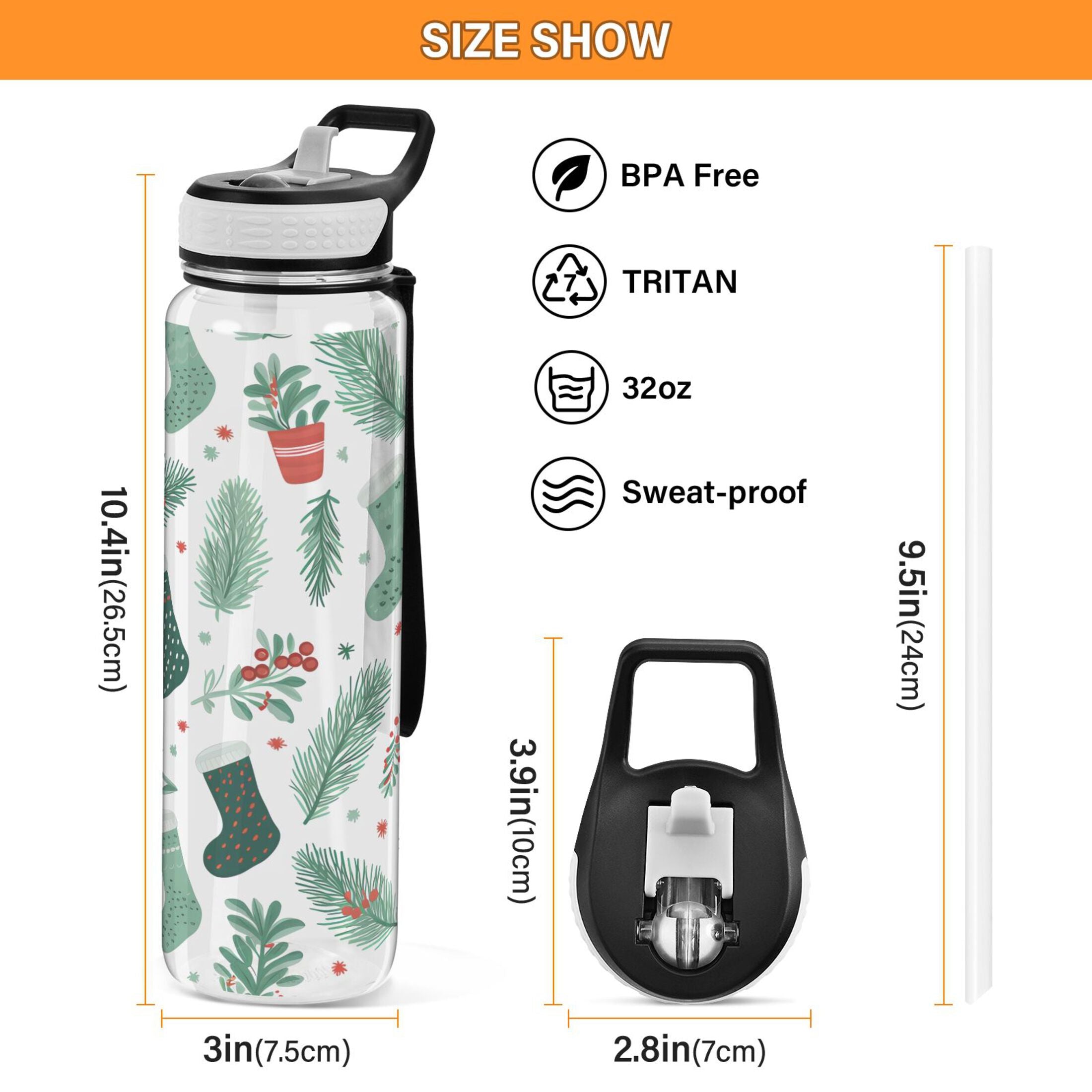 Clear 32oz Tritan Water Bottle with Straw G954611