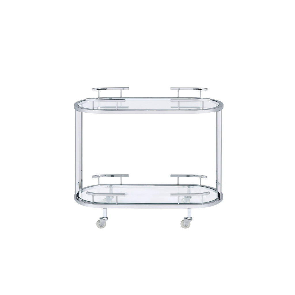 Clear Glass Serving Cart with Chrome Finish H213757