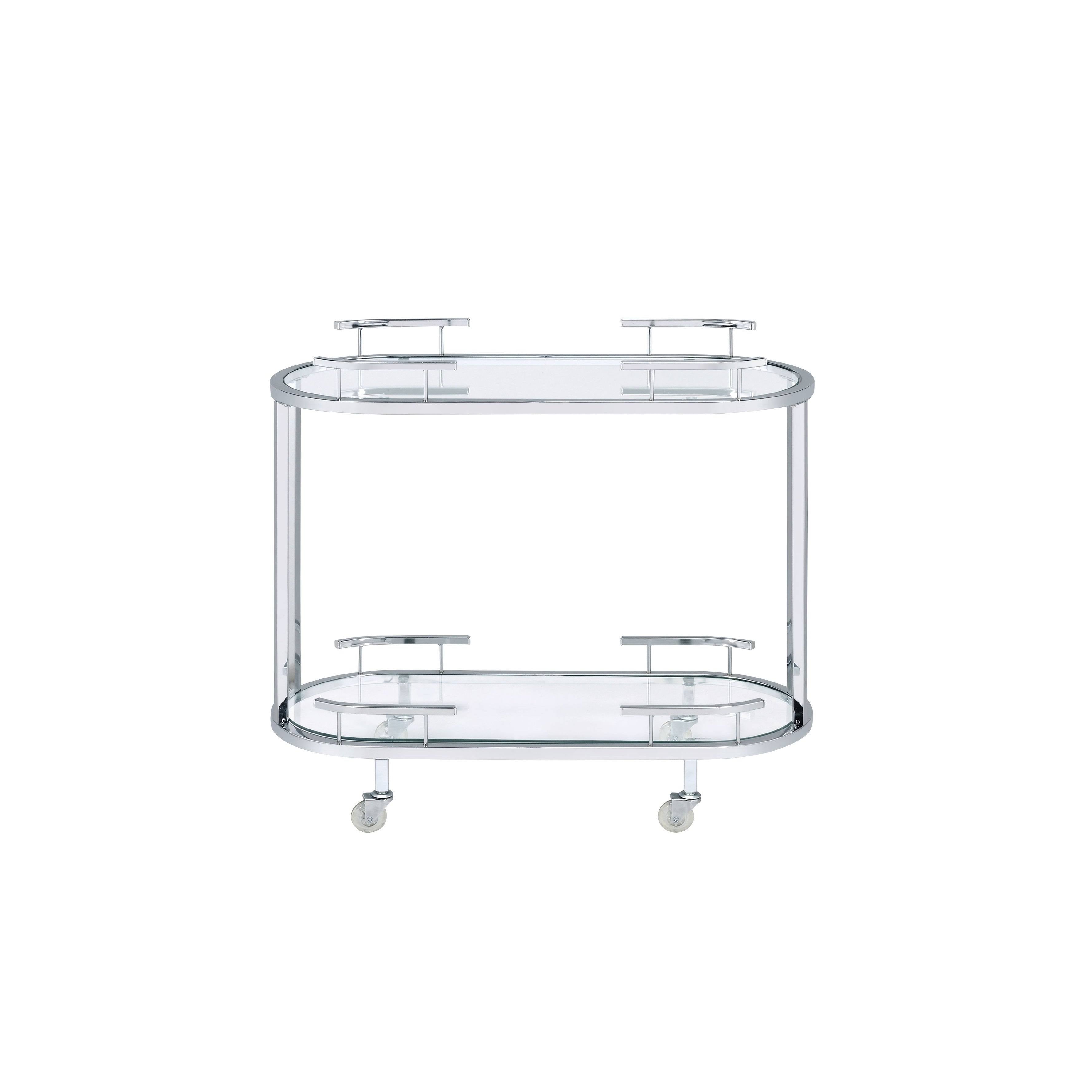Clear Glass Serving Cart with Chrome Finish H213757