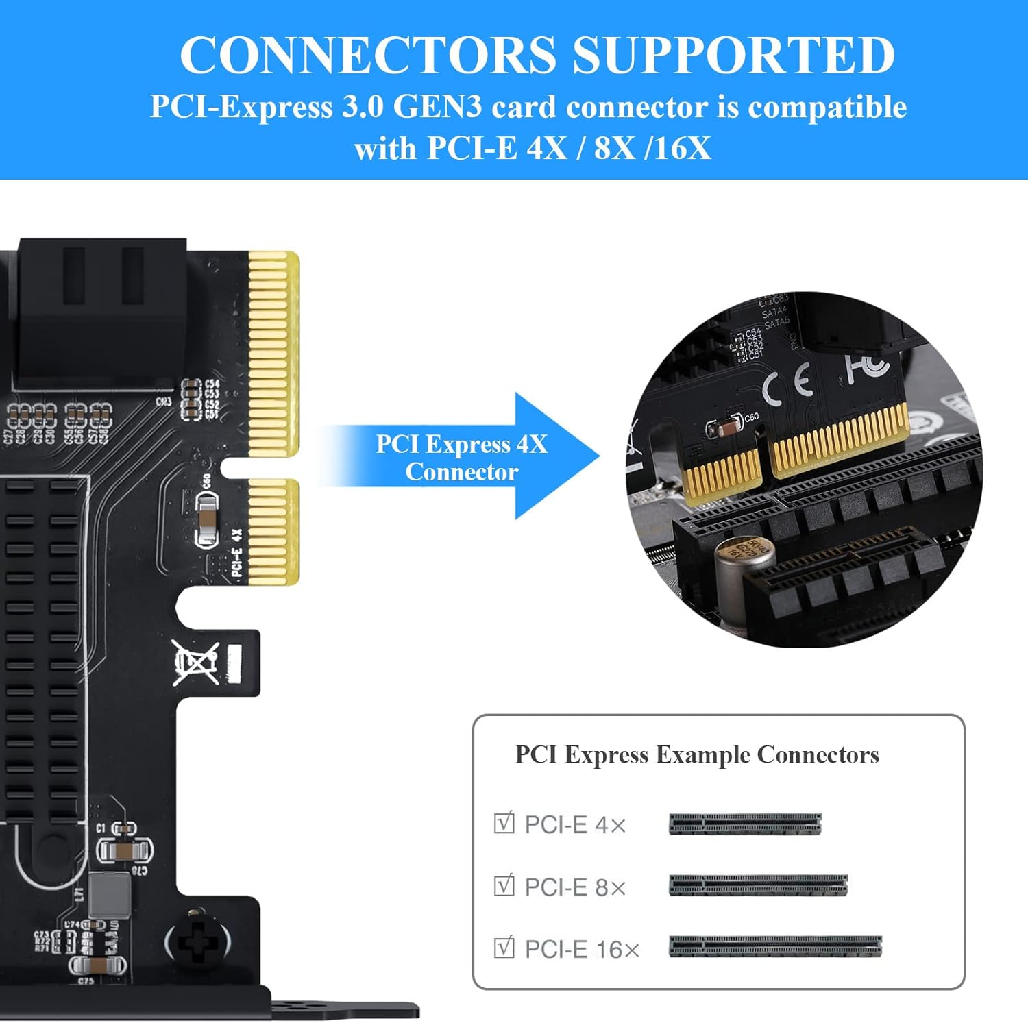PCIe 4X SATA Card, 6 Ports with 6 SATA Cables, Low Profile Bracket, Non-Raid A957025
