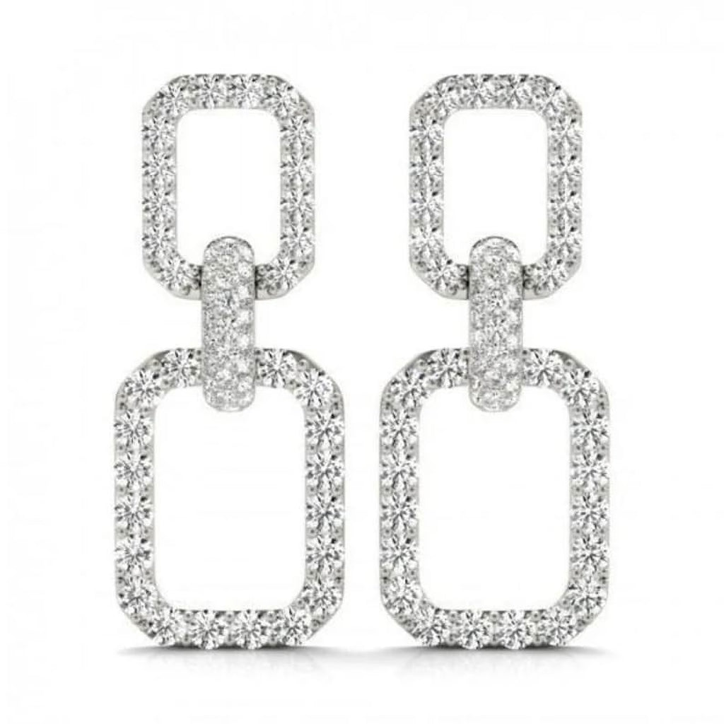 14K White Gold Drop Earrings U7030