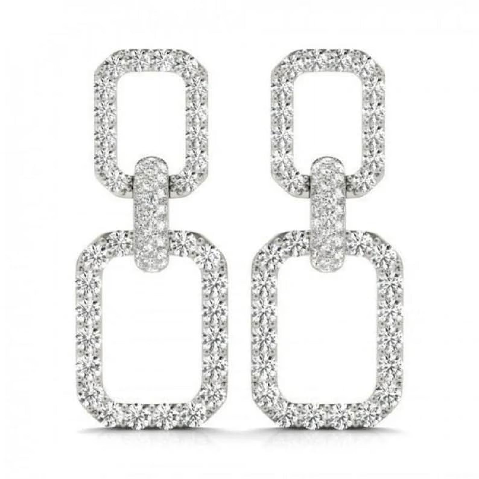 14K White Gold Drop Earrings U7030