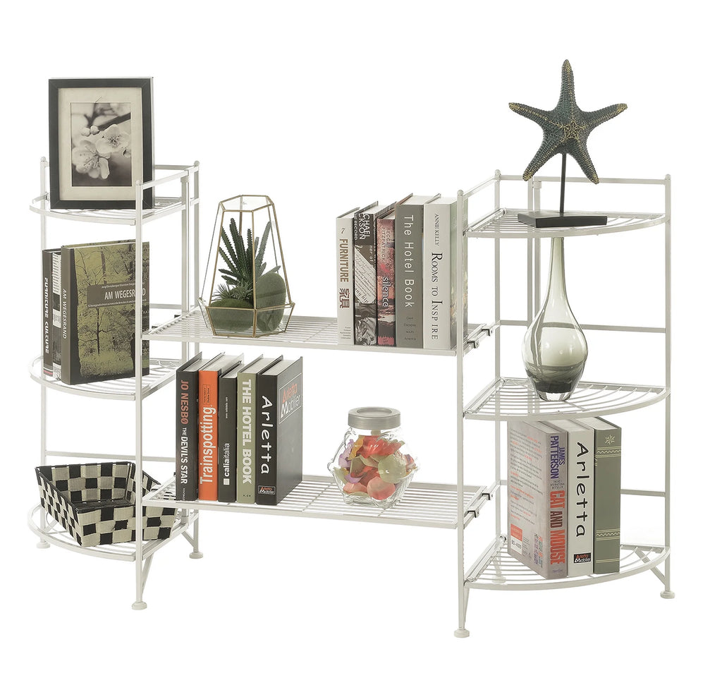 White 3 Tier Folding Metal Corner Shelf A3074