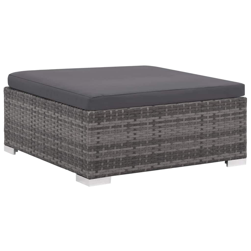12 Piece Gray Poly Rattan Patio Sofa Conversation Set with Coffee Table and Ottoman B19438