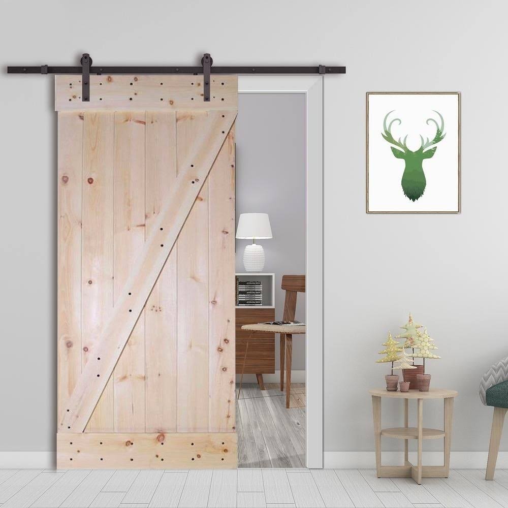Unfinished Knotty Pine Interior Barn Door Slab 24 x 84 R38221