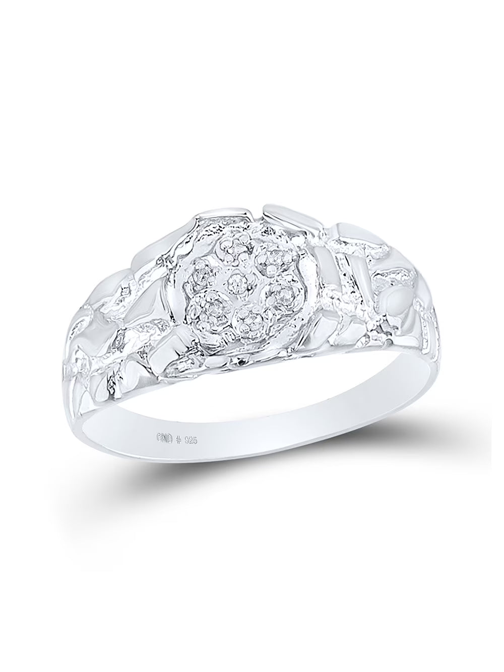 Sterling Silver Round Diamond Cluster Ring 1/20 Cttw S53161