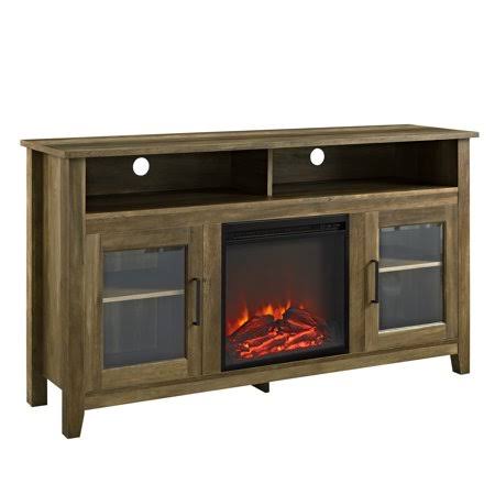 Rustic Oak 2 Door Laminate Media Cabinet with Electric Fire A8379