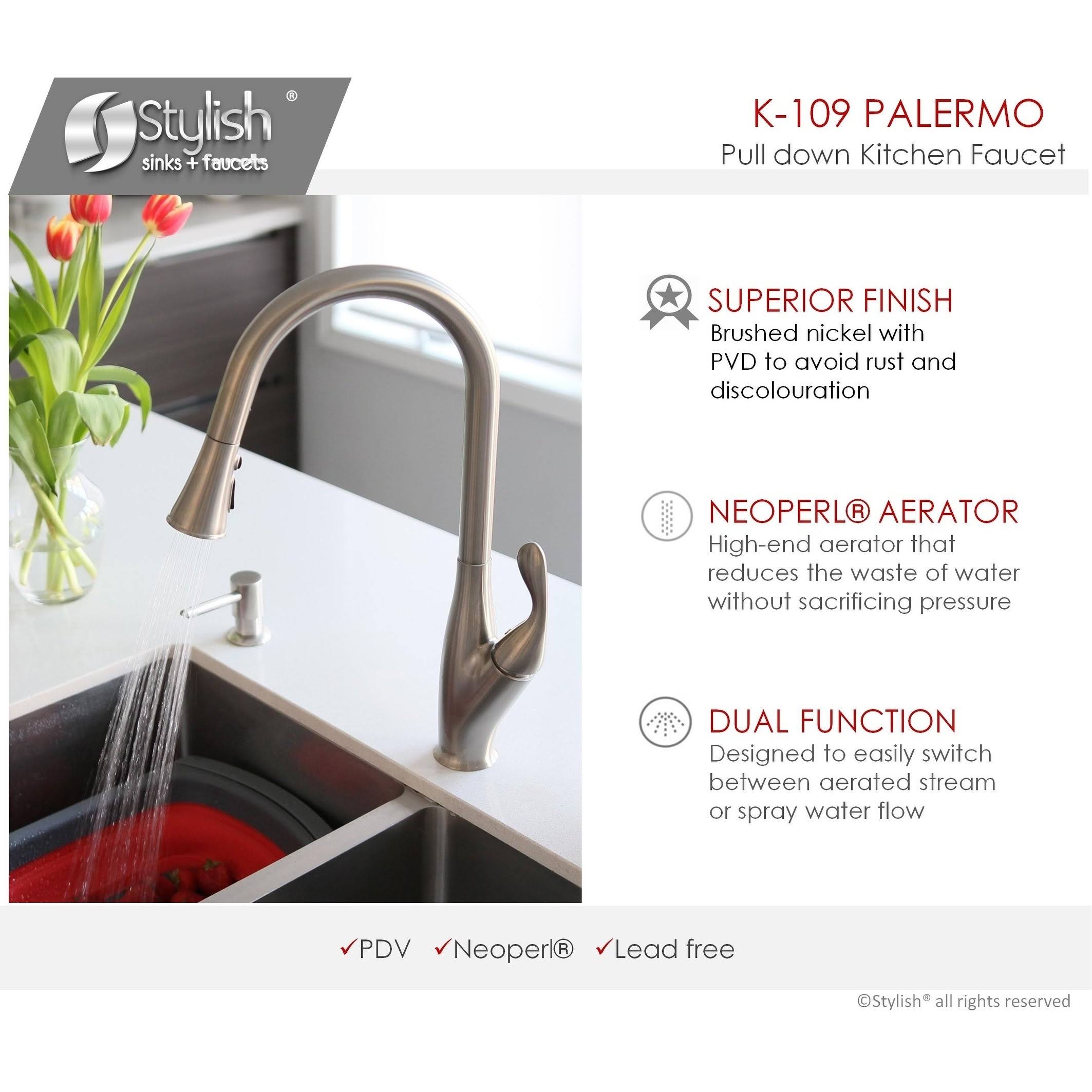 Brushed Nickel Single Handle Pull Down Kitchen Faucet N9626