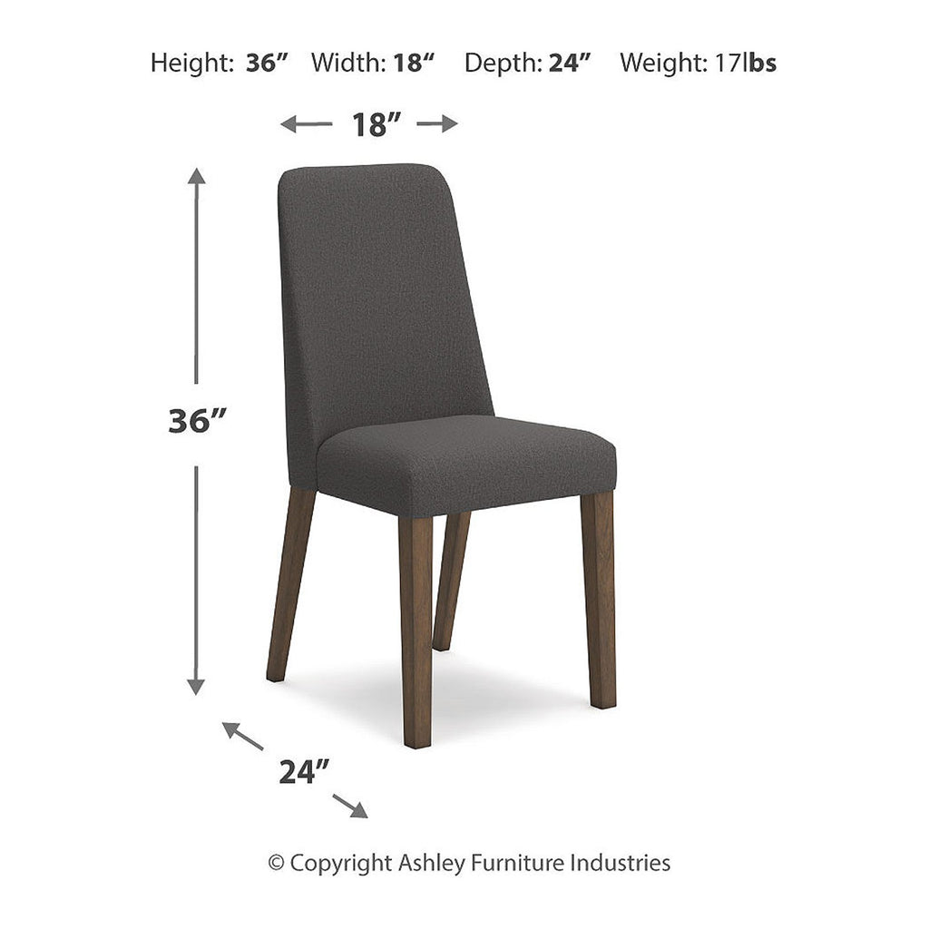 Upholstered Side Chair with Foam Cushion, Set of 2, Dark Gray & Brown P27181