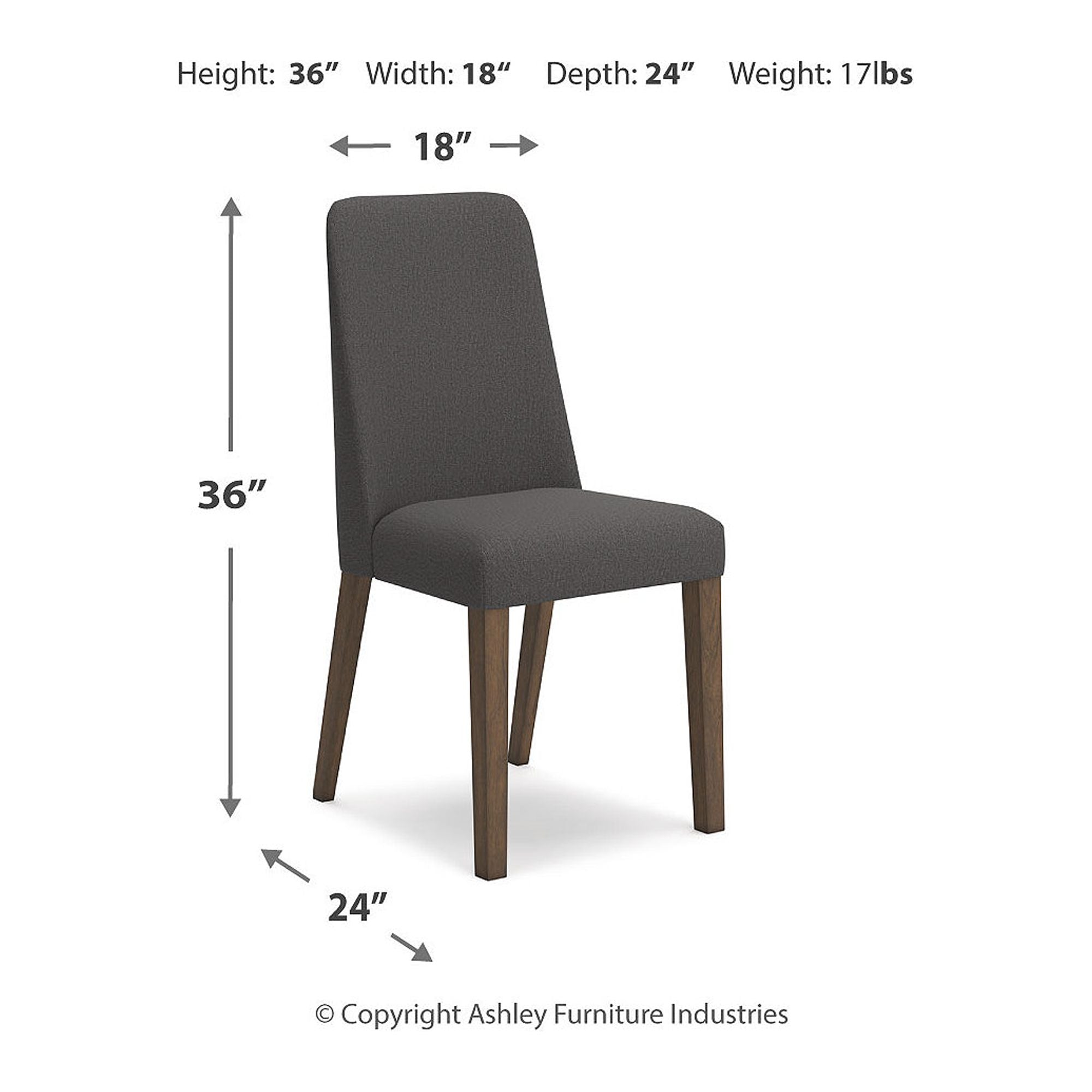 Upholstered Side Chair with Foam Cushion, Set of 2, Dark Gray & Brown P27181