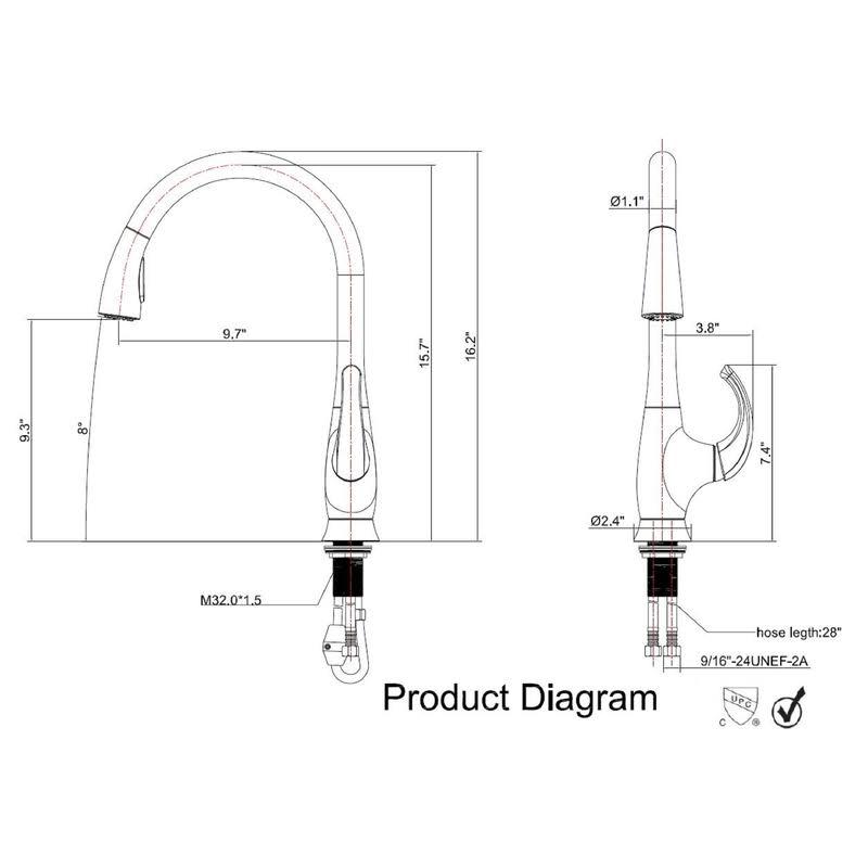 Stainless Steel Single-Handle Kitchen Faucet with Pull-Down Spray A554526