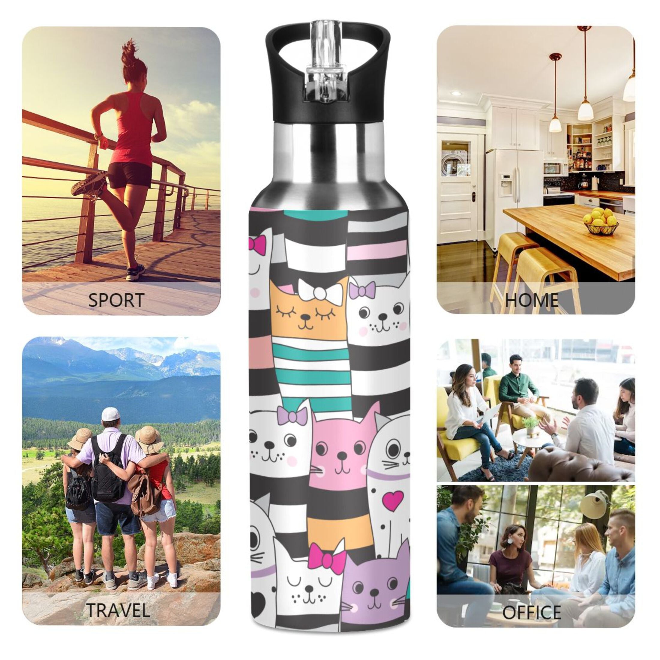 Stainless Steel Insulated Water Bottle with Straw Lid V8082