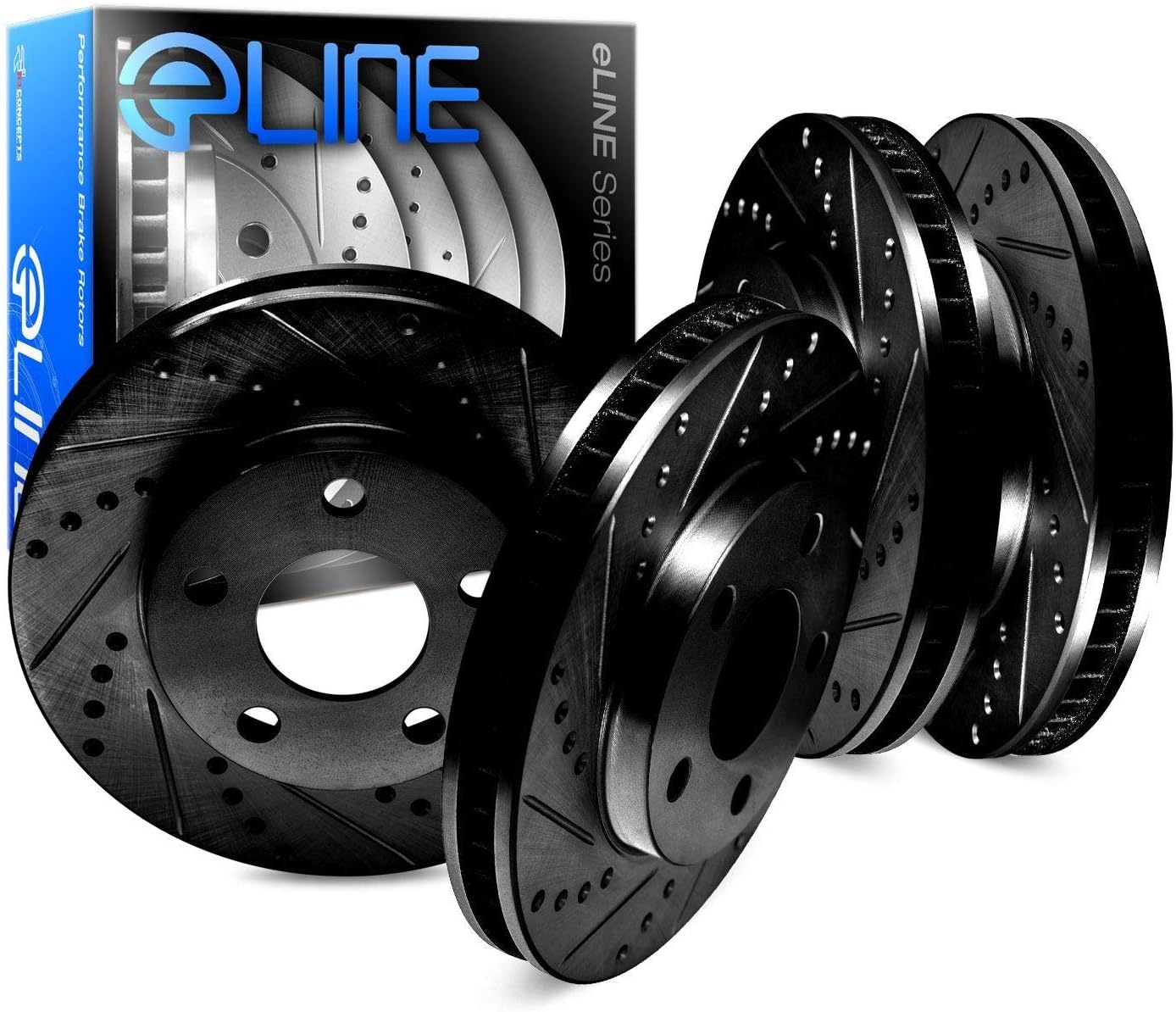 Black Drilled and Slotted Brake Rotors T60575