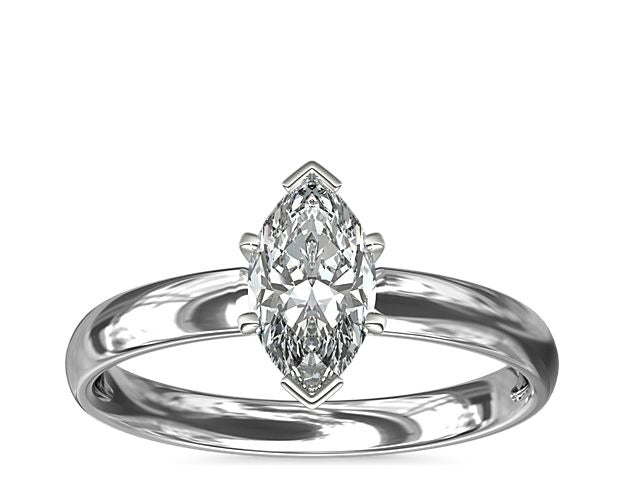 14K White Gold Marquise Cut Diamond Solitaire Ring D837468