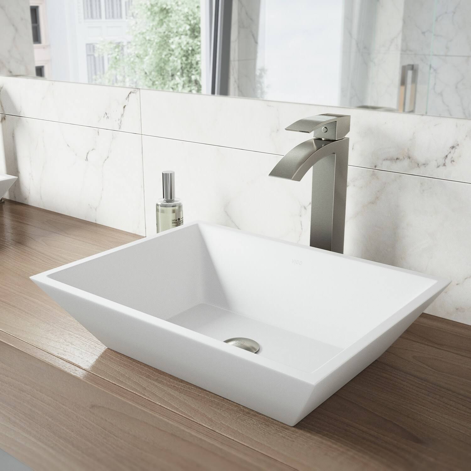 Cast Stone Gray Handmade Square Vessel Bathroom Sink M679