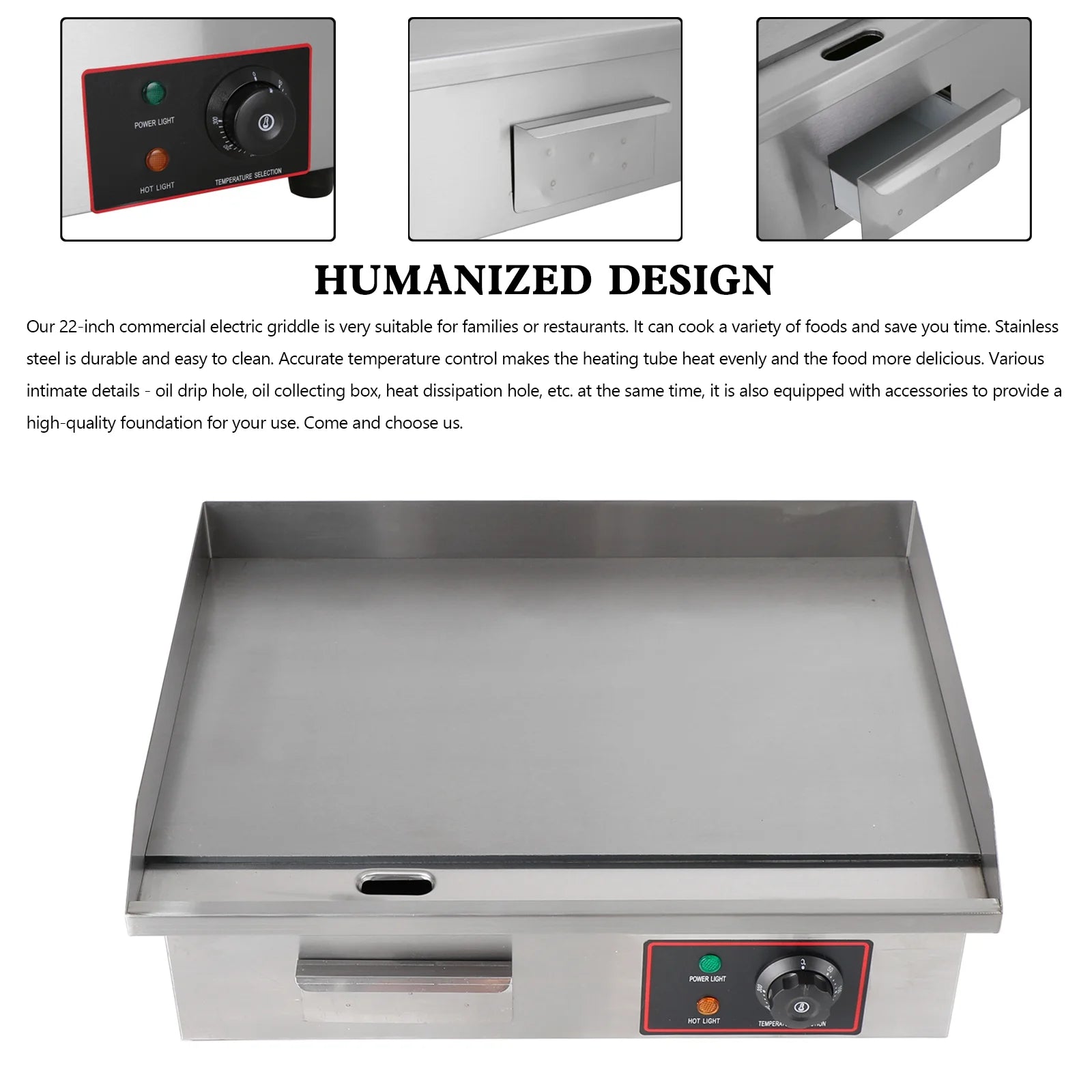 22In Non-Stick Stainless Steel Electric Countertop Griddle E620