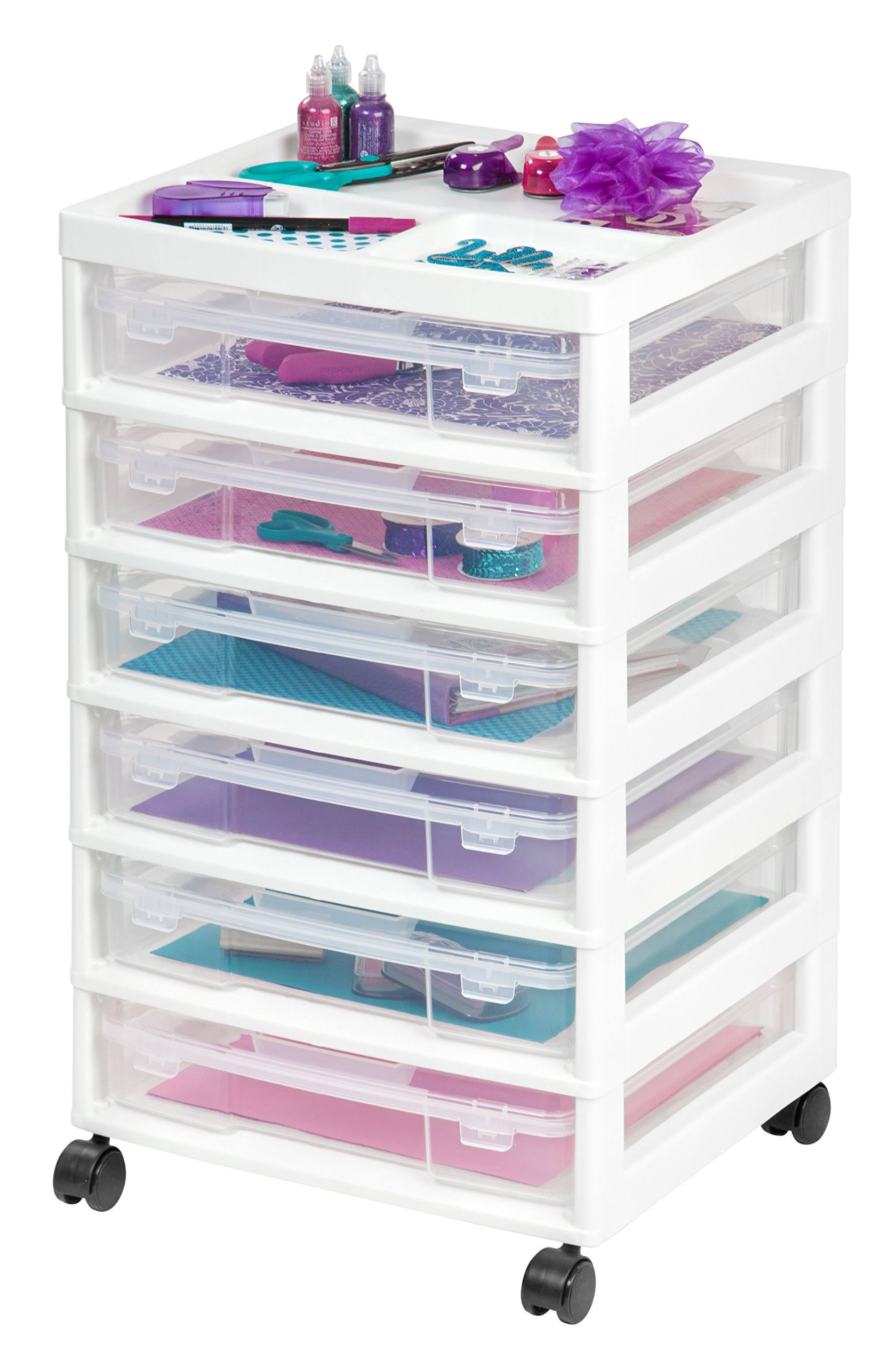 White Scrapbook Cart with Organizer Top E917013