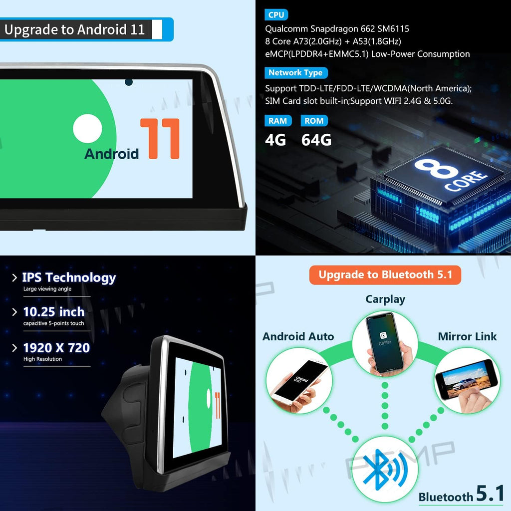 Blue Anti-Glare 10.25 Vertical Screen Android Display M572