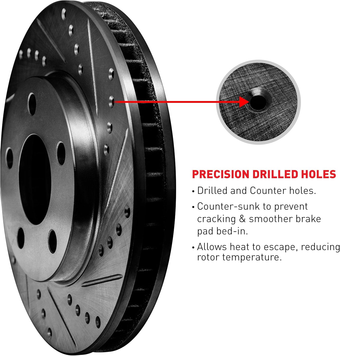 Black Drilled and Slotted Brake Rotors T60575