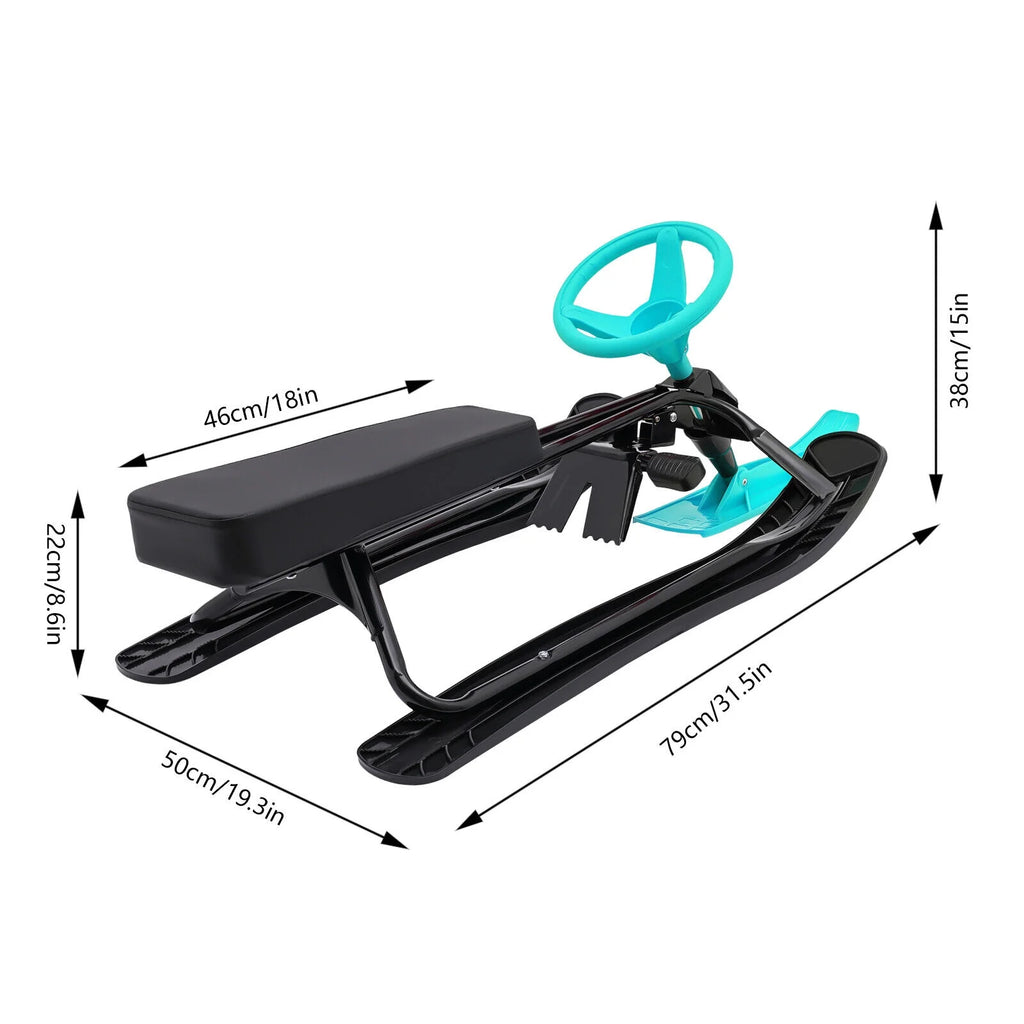 Green Snow Racer Sled Twin Brakes Winter Sports 44.88*19.69*15in A69976