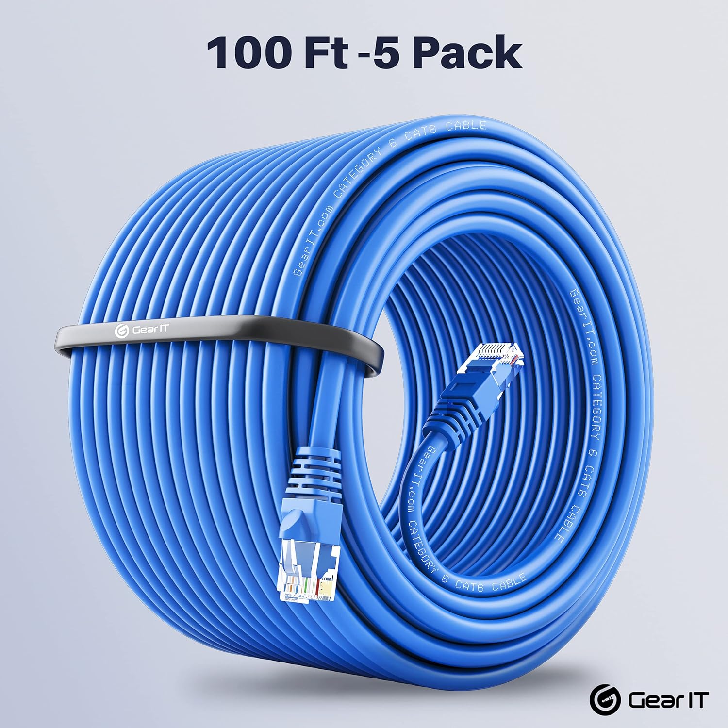 Cat 6 Ethernet Cable 100 ft (5-Pack) Blue O74965