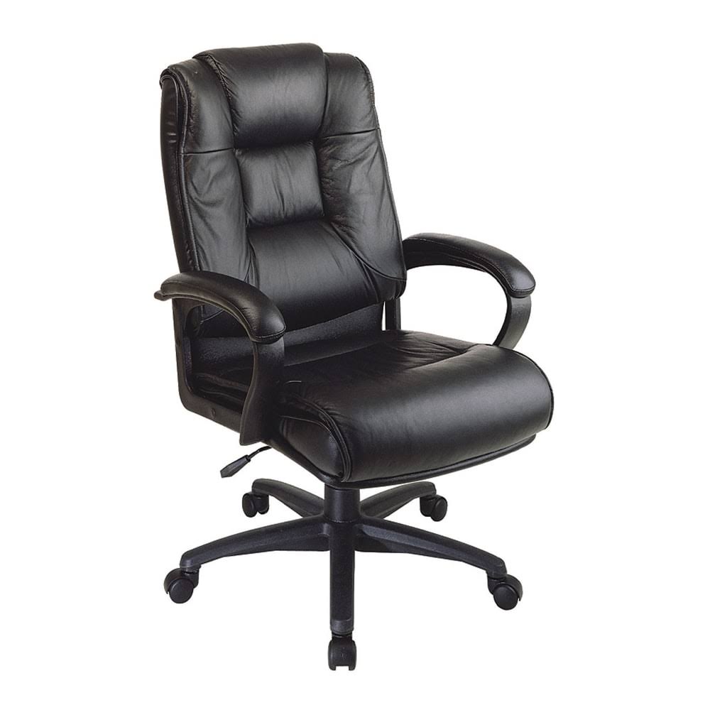 Black Leather Executive Swivel Chair with Armrests V517