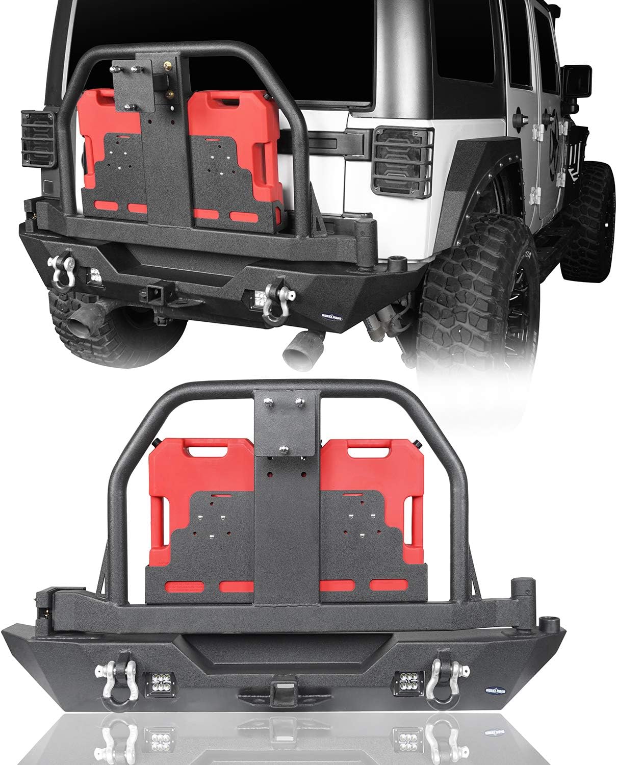Rear Bumper & Spare Tire Carrier with Oil Drum Holder & Receiver Hitches G196813