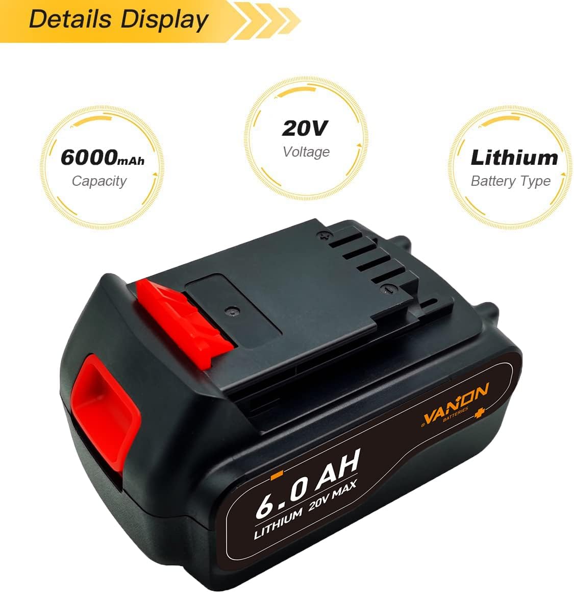 2Pack 6.0Ah 20V MAX Replacement Battery Z914824