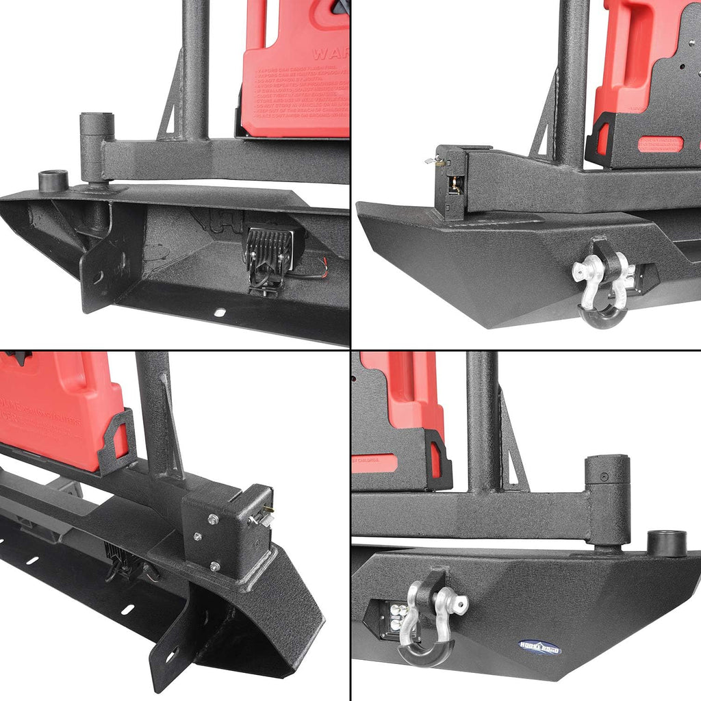 Rear Bumper & Spare Tire Carrier with Oil Drum Holder & Receiver Hitches G196813