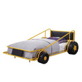 Yellow and Black Metal Twin Bed with Leatherette Headboard J828
