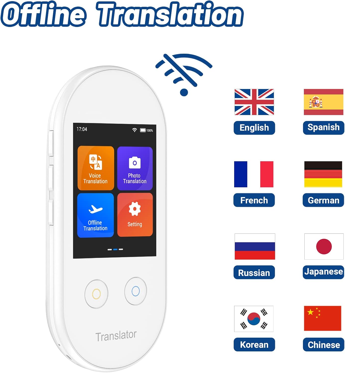 White AI Language Translator Device 108 Languages Q7702